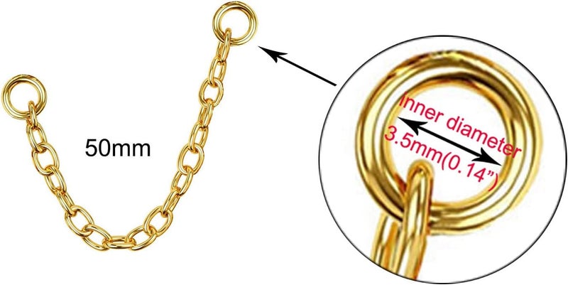 Goenjoy 2Pcs 14K Gold Plated Earrings Connector Chains Set for Women, Convertible Dangle Chain for Double Piercings 50mm (Style C) - Image 4